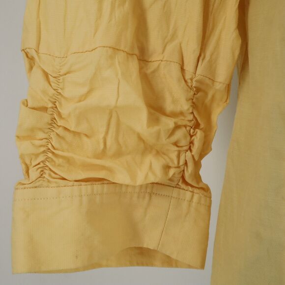 Chicos Jacket 2 Womens Large 12 Yellow Full Zip Ruched Sleeves Crinkle Fabric - Picture 9 of 16
